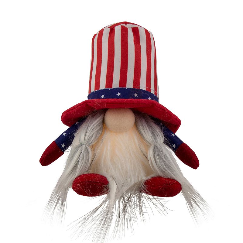 6.75-in. Lighted Americana Girl 4th of July Patriotic Gnome Table Decor, Re