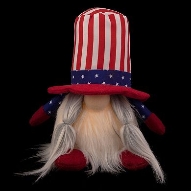 6.75-in. Lighted Americana Girl 4th of July Patriotic Gnome Table Decor