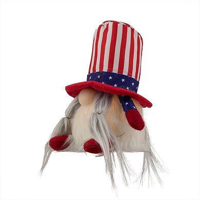 6.75-in. Lighted Americana Girl 4th of July Patriotic Gnome Table Decor