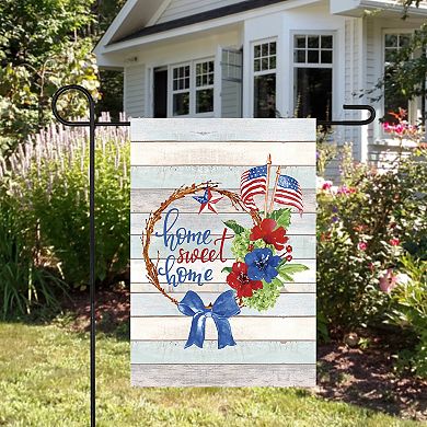 Home Sweet Home Patriotic Americana Wreath Outdoor Garden Flag 12.5-in. x 18-in.