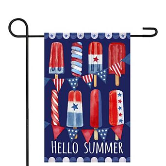 Hello Summer Patriotic Americana Popsicle Garden Flag 12.5 in x 18 in