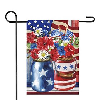Patriotic Americana Floral Bouquet Outdoor Garden Flag 12.5 in x 18 in