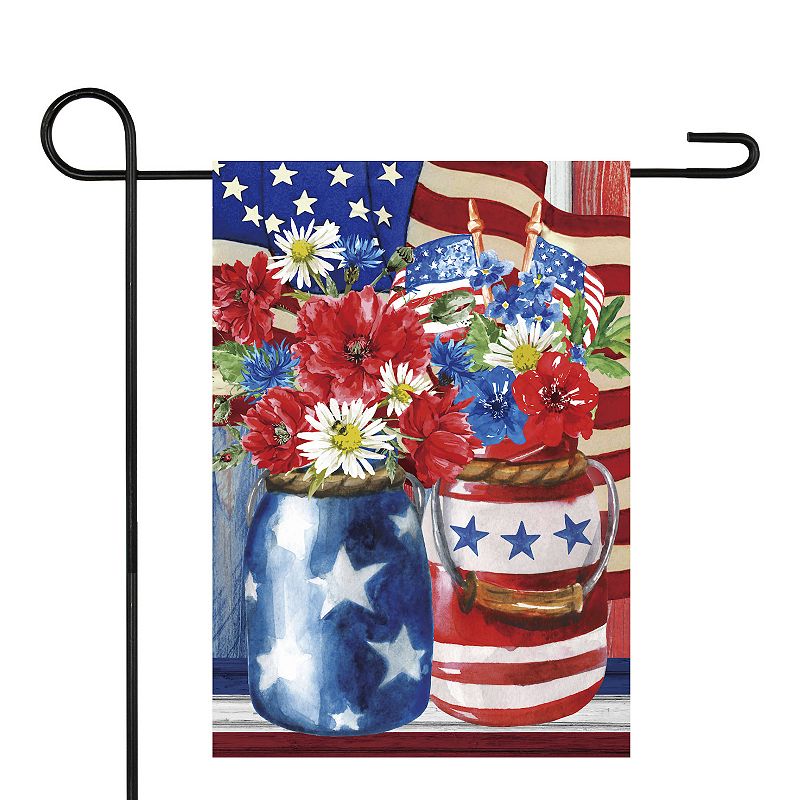 Patriotic Americana Floral Bouquet Outdoor Garden Flag 12.5-in. x 18-in., R