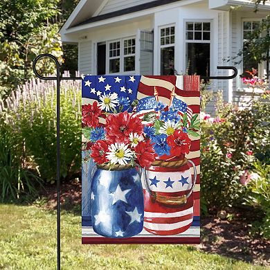 Patriotic Americana Floral Bouquet Outdoor Garden Flag 12.5-in. x 18-in.