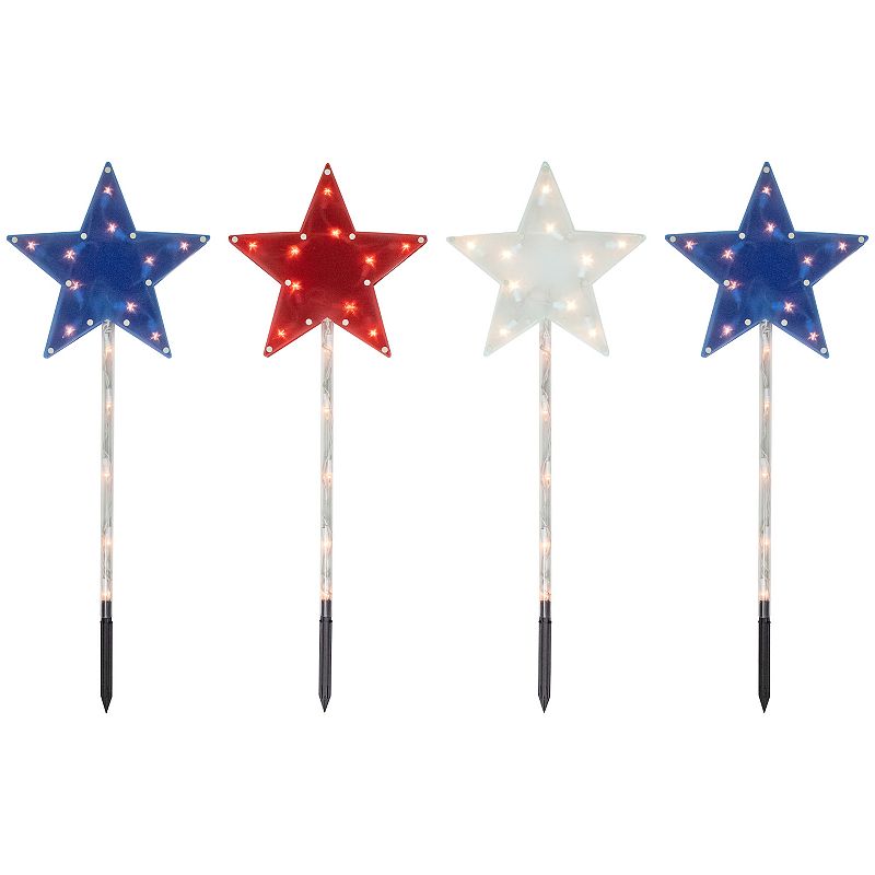 4-ct. Americana Stars 4th of July Pathway Marker Lawn Stakes, Blue