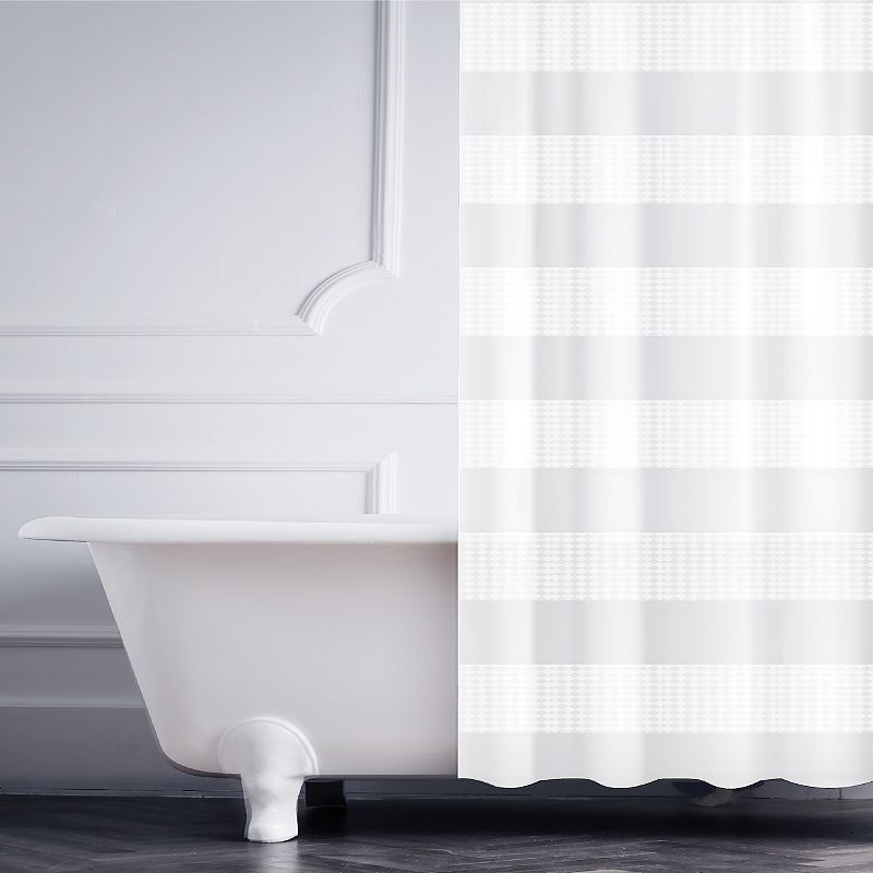 Elle Decor Jacquard Weave Shower Curtain, White, 72X70