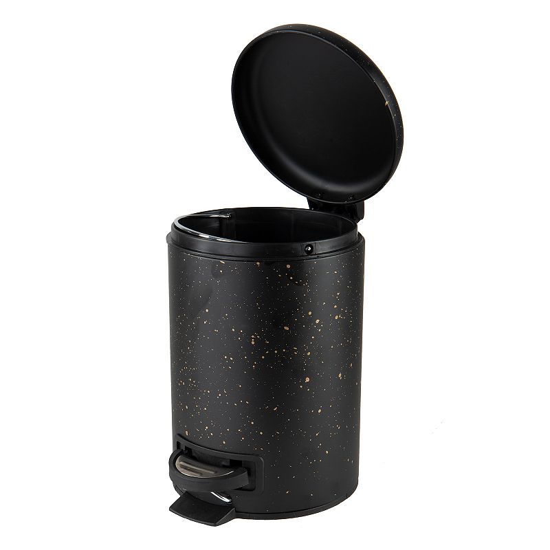 Elle Decor Speckled Design 3 Liter Step Bin With Lid Trash Can, Black