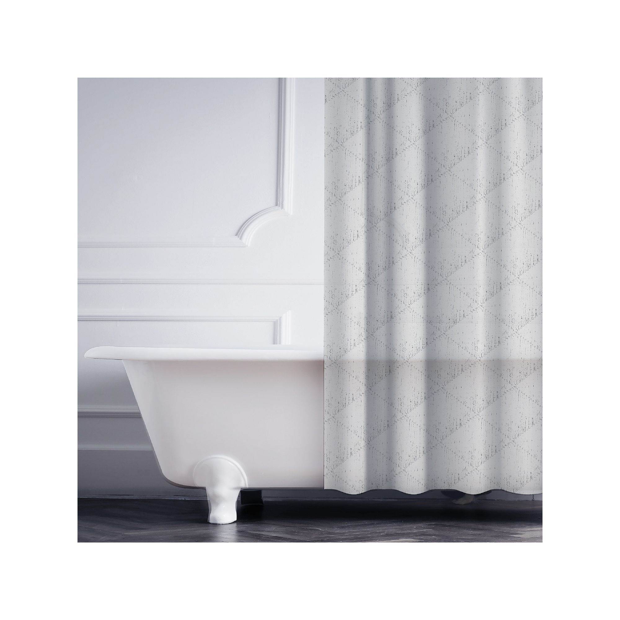 Elle Decor Jacquard Weave Diamond Design Shower Curtain, Size: 72X70, Gray