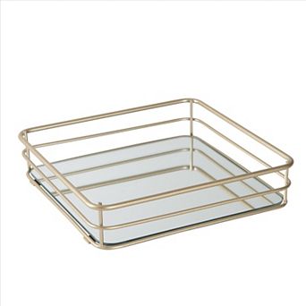 Elle Decor Square Mirrored Bottom Vanity Tray