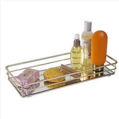 Elle Decor Rectangular Mirrored Bottom Vanity Tray