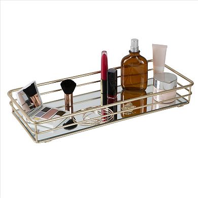 Elle Decor Rectangular Mirrored Bottom Vanity Tray