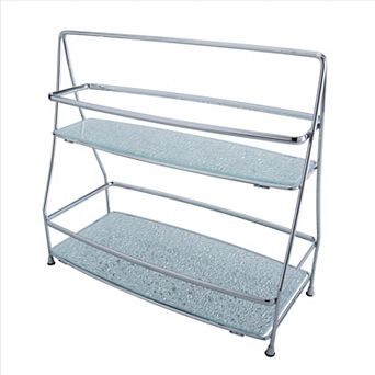 Elle Decor 2 tier Hammered Mirror Vanity Tray Tower