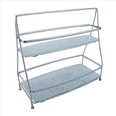 Elle Decor 2 Tier Hammered Mirror Vanity Tray Tower