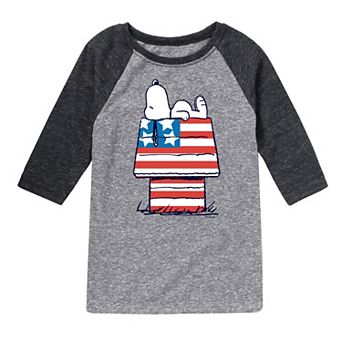Boys 8-20 Boys Peanuts Snoopy Flag House Raglan Graphic Tee