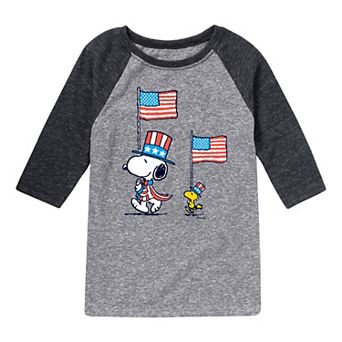 Boys 8-20 Boys Peanuts USA Flag March Raglan Graphic Tee