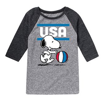 Boys 8-20 Boys Peanuts USA Basketball Raglan Graphic Tee