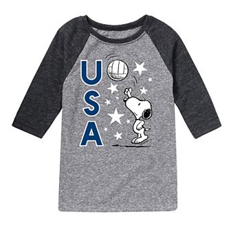 Boys 8-20 Boys Peanuts USA Volleyball Raglan Graphic Tee