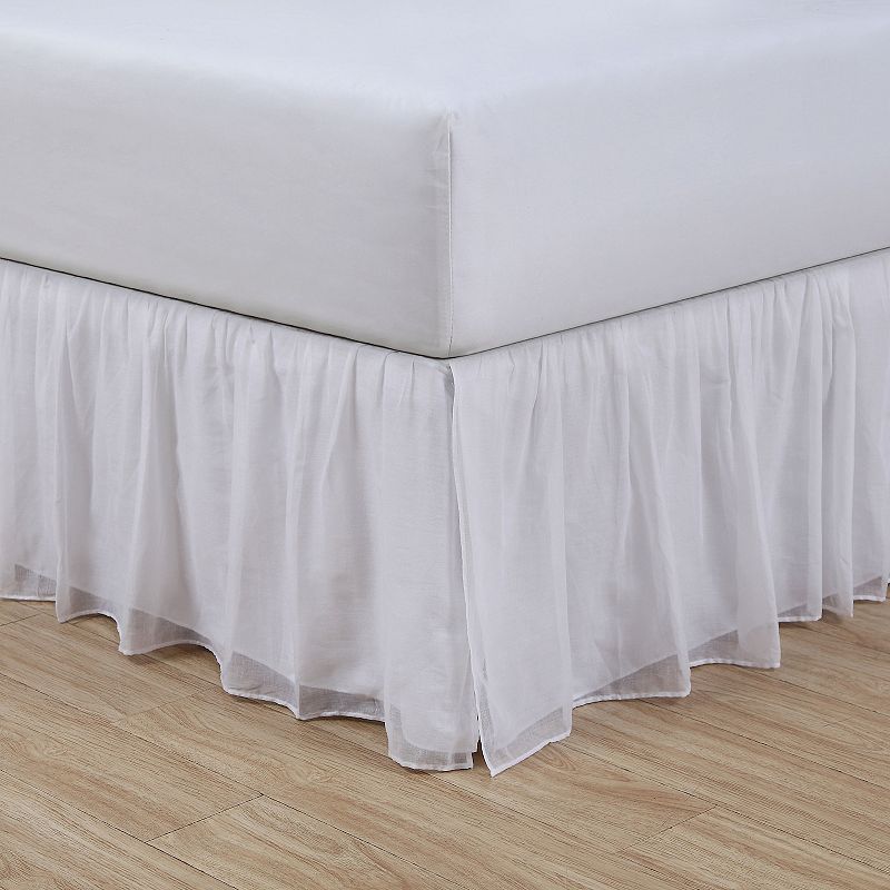 Cotton Layered Voile Bedskirt, White, Queen