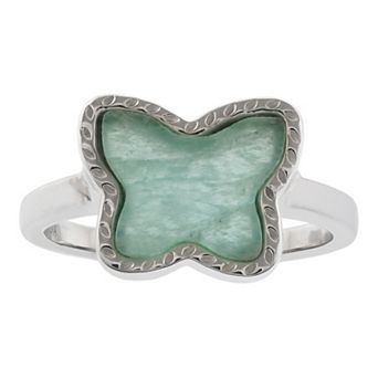 Gemistry Sterling Silver Amazonite Butterfly Ring