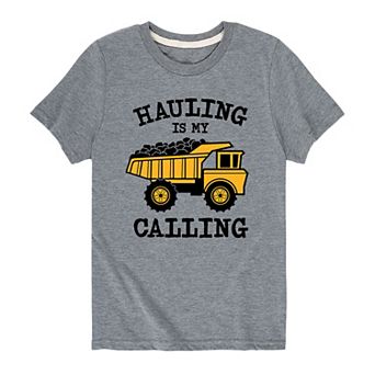 Boys 8-20 Construction Truck Hauling Graphic Tee