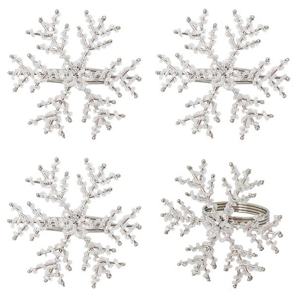St. Nicholas Square® 4-pc. Beaded Snowflake Napkin Ring Set