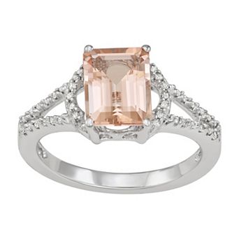 HDI 14k White Gold 2 1/3 Carat T.W. Diamond & Morganite Ring