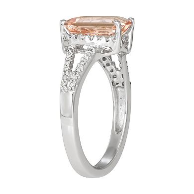 HDI 14k White Gold 2 1/3 Carat T.W. Diamond & Morganite Ring