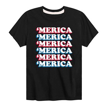 Boys 8-20 Patriotic Merica Stacked Graphic Tee