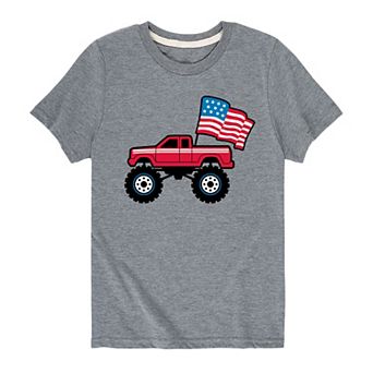 Boys 8-20 Truck With American Flag Graphic Tee