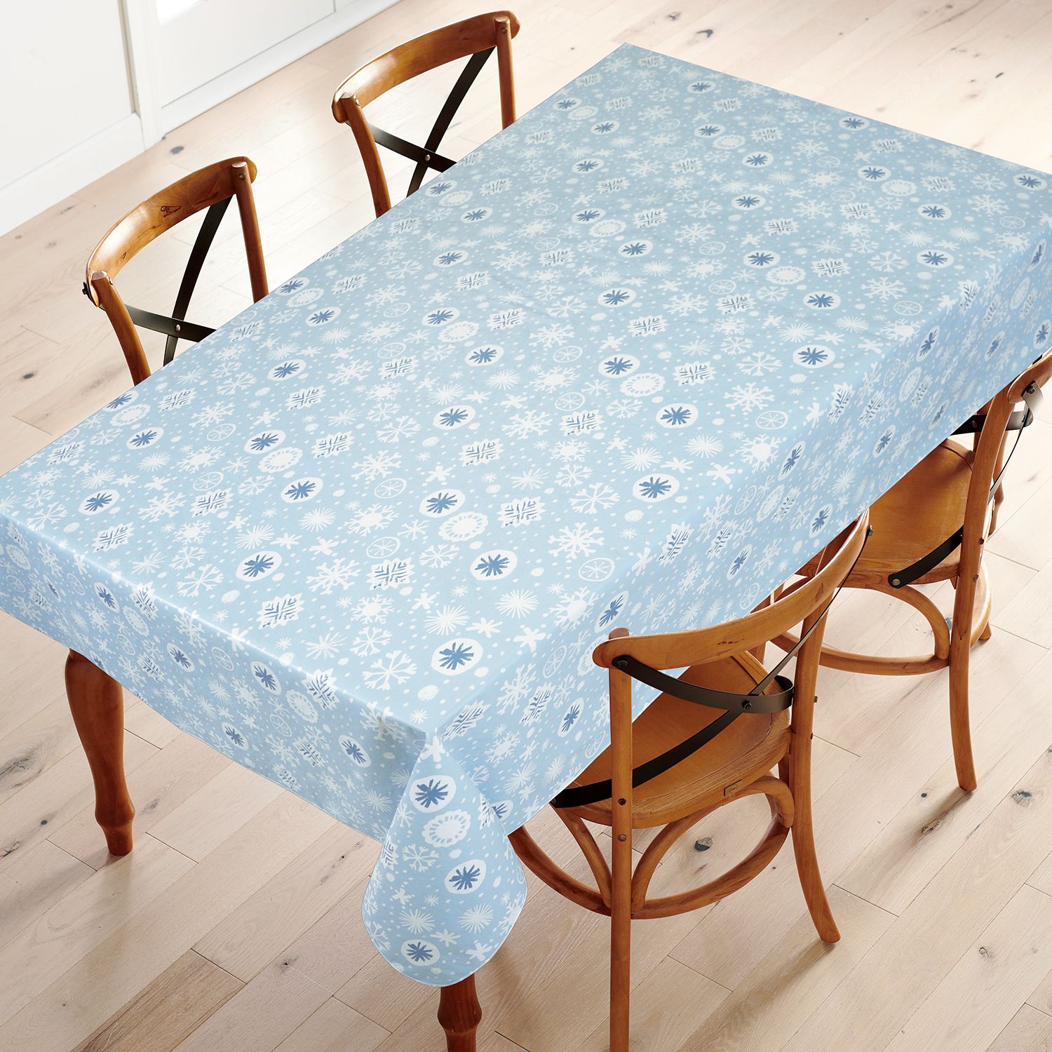 St. Nicholas Square® Blue Snowflake Vinyl Tablecloth