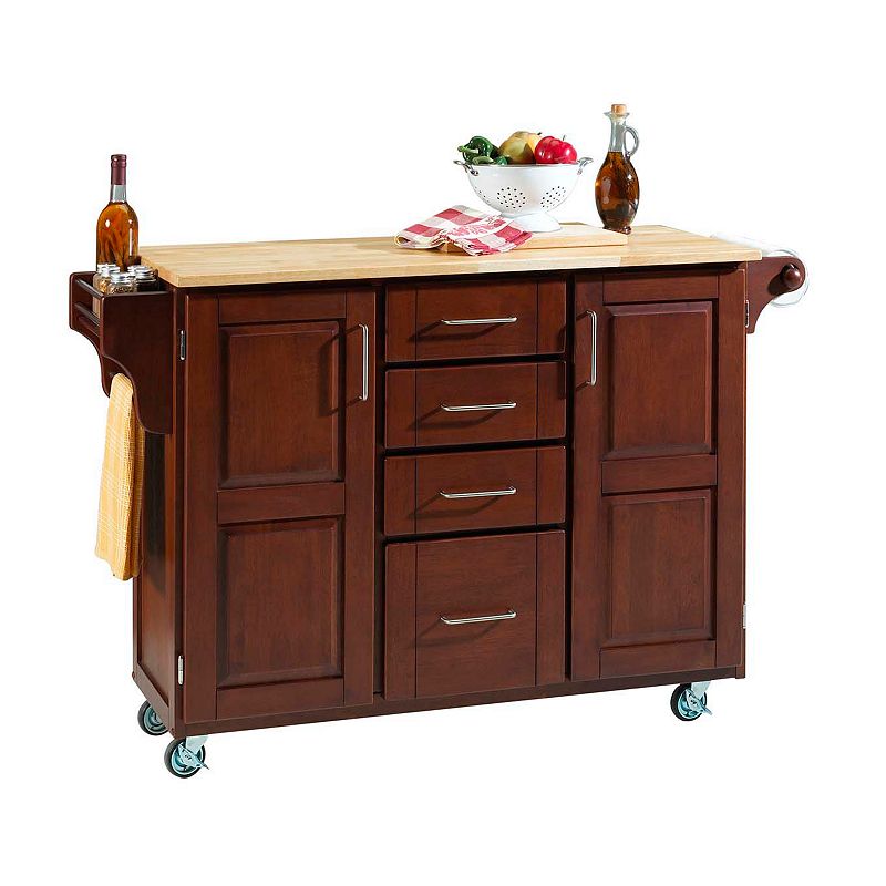 Wood-Top Cabinet Kitchen Cart, Brown