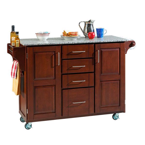 Homestyles Create-a-Cart Solid Wood Kitchen Cart in Cherry with Granite ...