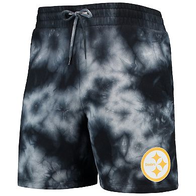 Men's New Era Black Pittsburgh Steelers Tie-Dye Shorts