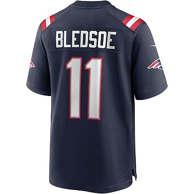 Men's Nike Drew Bledsoe Navy New England Patriots Game Retired Player Jersey