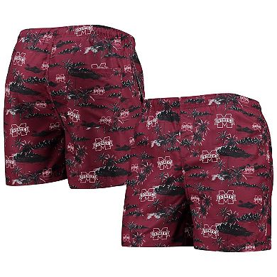 Men's FOCO Maroon Mississippi State Bulldogs Island Palm Swim Trunks