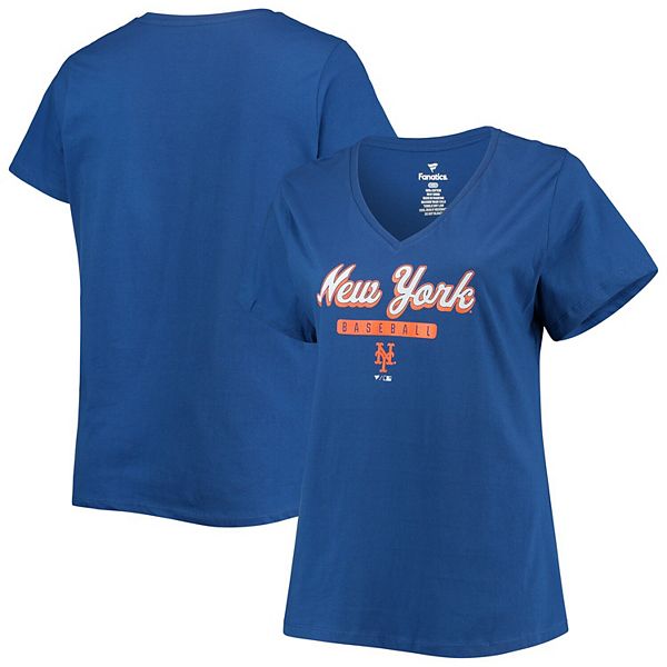 Women's Royal New York Mets Plus Size V-Neck T-Shirt