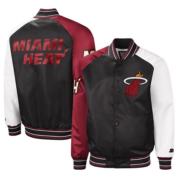 Men's Miami Heat Starter White/Red Renegade Varsity Satin Full