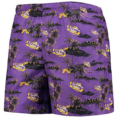 Men's FOCO Purple LSU Tigers Island Palm Swim Trunks