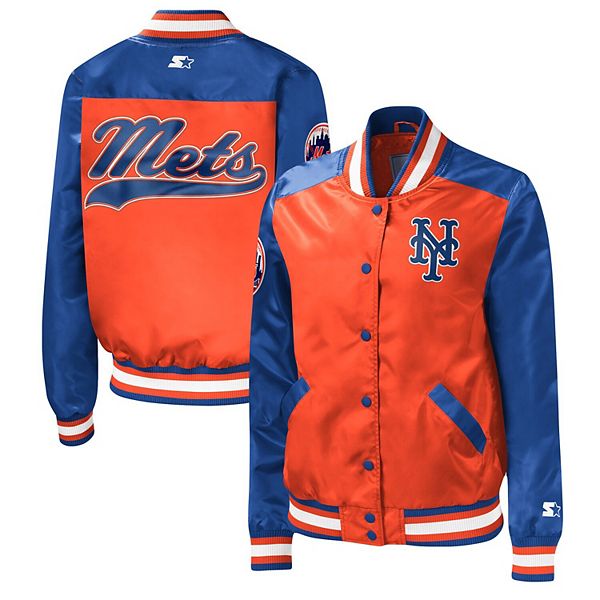 New York Mets Starter Slider Satin Full-Snap Varsity Jacket - Orange