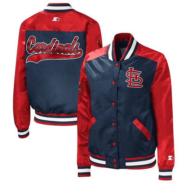 St. Louis Cardinals JH Design Reversible Fleece Jacket with Faux Leather Sleeves - Navy