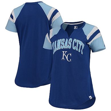 Women's Starter Royal/Blue Kansas City Royals Game On Notch Neck Raglan T-Shirt