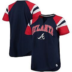 Women's Profile Navy Atlanta Braves Plus Size Pullover Hoodie Size:3XL