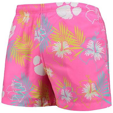 Men's FOCO Pink Clemson Tigers Neon Floral Swim Trunks
