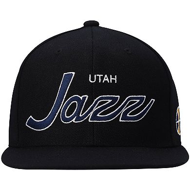 Men's Mitchell & Ness Black Utah Jazz Hardwood Classics Script 2.0 Snapback Hat