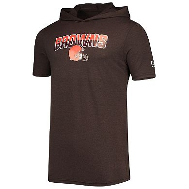 Men's New Era Heathered Brown Cleveland Browns Team Brushed Hoodie T-Shirt