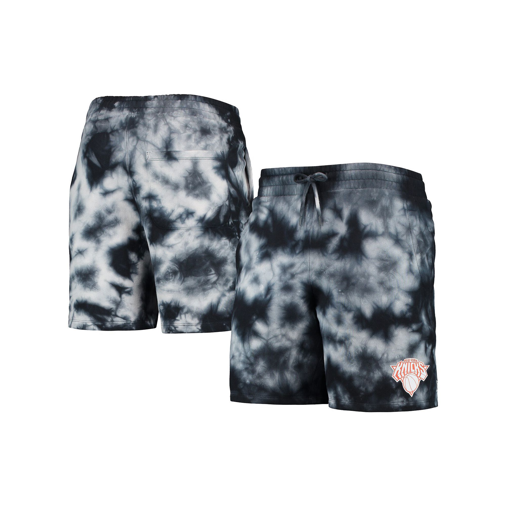 Mens New Era Black New York Knicks Fleece Tie-Dye Shorts, Size: Small