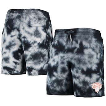 Men's New Era Black New York Knicks Fleece Tie-Dye Shorts