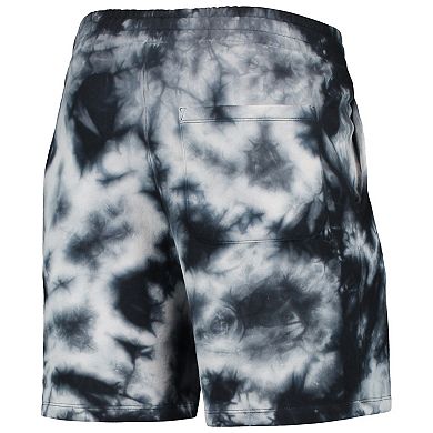 Men's New Era Black New York Knicks Fleece Tie-Dye Shorts