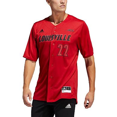 Men's adidas #22 Red Louisville Cardinals Button-Up Baseball Jersey