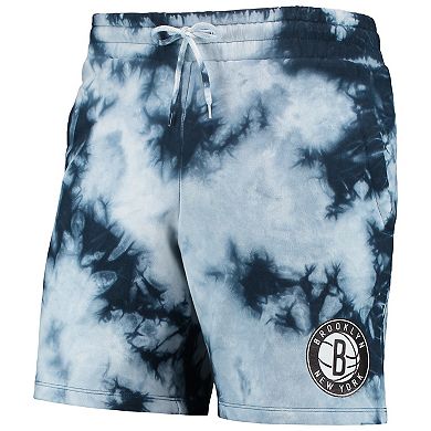 Men's New Era Blue Brooklyn Nets Fleece Tie-Dye Shorts